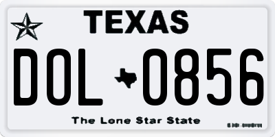 TX license plate DOL0856
