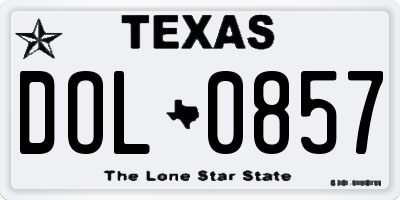 TX license plate DOL0857