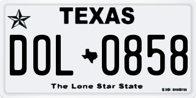 TX license plate DOL0858