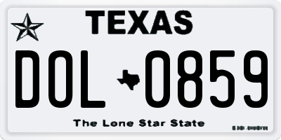 TX license plate DOL0859