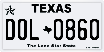 TX license plate DOL0860