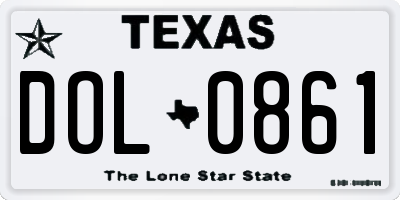 TX license plate DOL0861