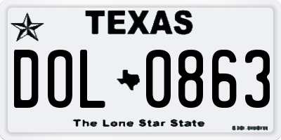 TX license plate DOL0863