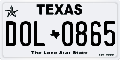 TX license plate DOL0865