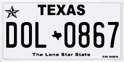 TX license plate DOL0867