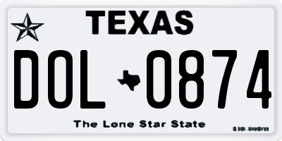 TX license plate DOL0874