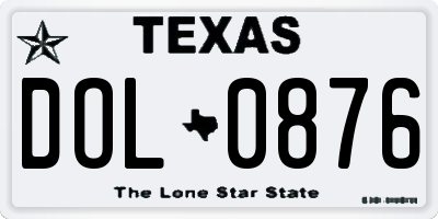TX license plate DOL0876
