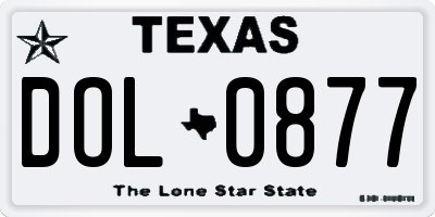 TX license plate DOL0877