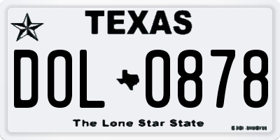 TX license plate DOL0878