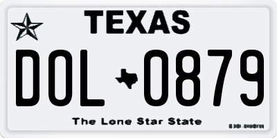 TX license plate DOL0879