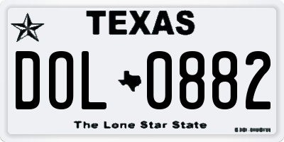 TX license plate DOL0882