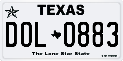 TX license plate DOL0883
