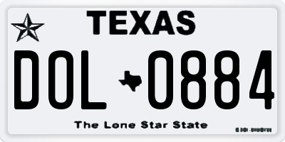 TX license plate DOL0884