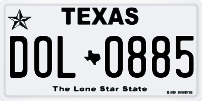 TX license plate DOL0885