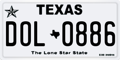 TX license plate DOL0886