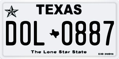 TX license plate DOL0887