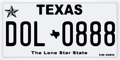 TX license plate DOL0888