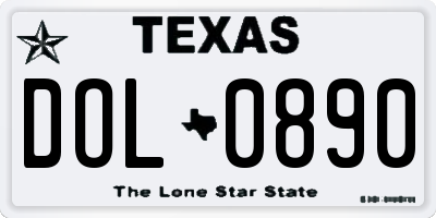 TX license plate DOL0890
