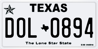 TX license plate DOL0894