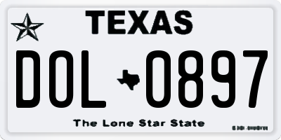 TX license plate DOL0897