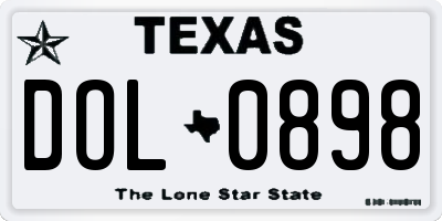 TX license plate DOL0898