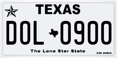 TX license plate DOL0900