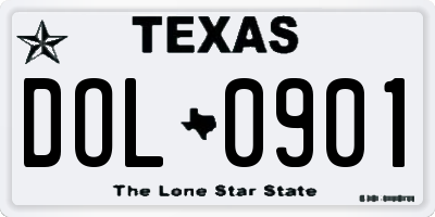 TX license plate DOL0901