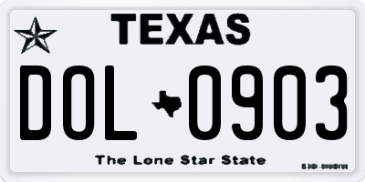 TX license plate DOL0903