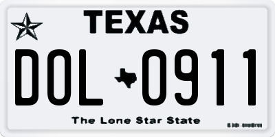 TX license plate DOL0911