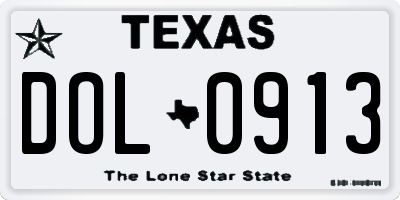TX license plate DOL0913
