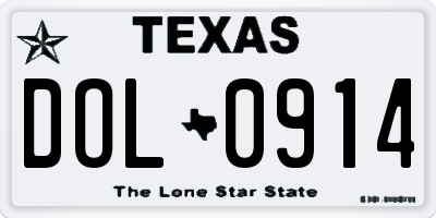 TX license plate DOL0914