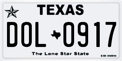 TX license plate DOL0917