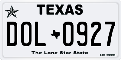 TX license plate DOL0927