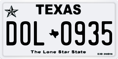 TX license plate DOL0935