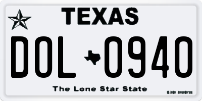 TX license plate DOL0940