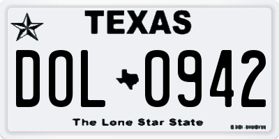 TX license plate DOL0942