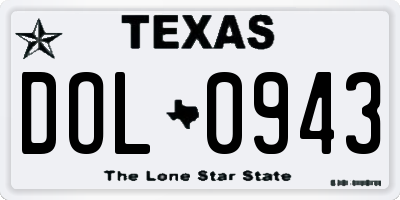 TX license plate DOL0943