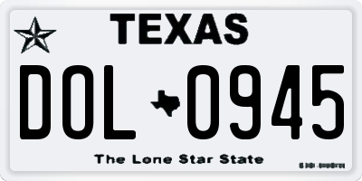 TX license plate DOL0945