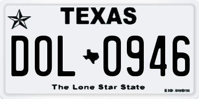 TX license plate DOL0946