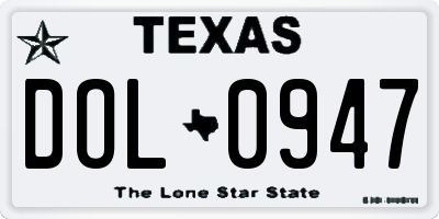 TX license plate DOL0947