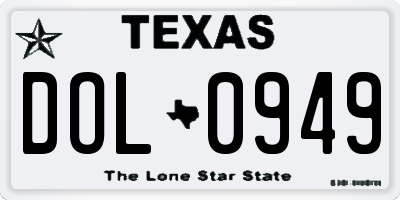 TX license plate DOL0949