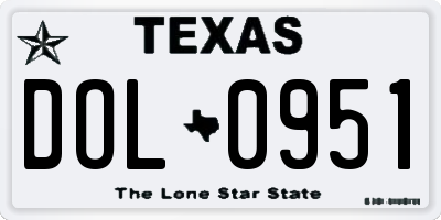 TX license plate DOL0951