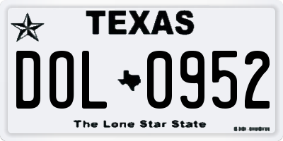 TX license plate DOL0952