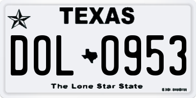 TX license plate DOL0953
