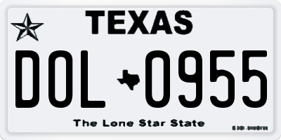 TX license plate DOL0955