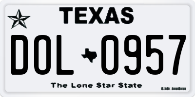 TX license plate DOL0957