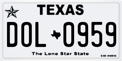 TX license plate DOL0959