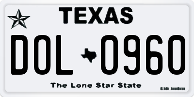 TX license plate DOL0960