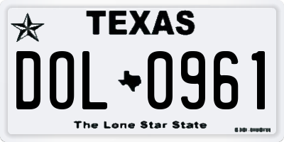 TX license plate DOL0961