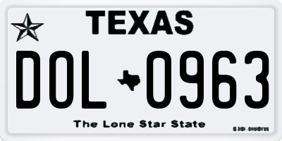 TX license plate DOL0963